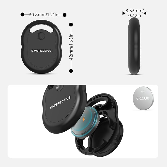 Air Tracker Tag-1 Pack [Apple MFI Certified], Smart Bluetooth Tracker Works with Apple Find My APP (iOS Only, Not for Android), Key Finder and Item Locator Smart Tag for Keys, Luggage, Backpack(Black)