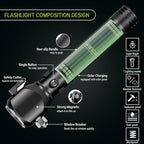 Rechargeable Solar Powered Flashlight,Multi Function LED Tactical Flashlight with Glass Breaker,Seatbelt Cutter,Alarm and Phone Charger,Powerful Handheld Flashlights for Emergencies Camping