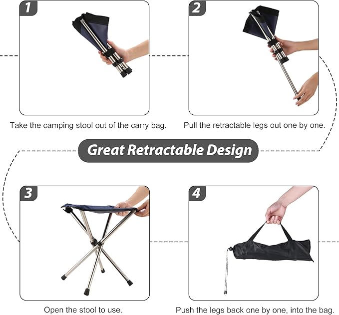 Camping Stool,Small Folding Chair,13.8" Lightweight Folding Stool Compact Backpacking Stool with Carry Bag