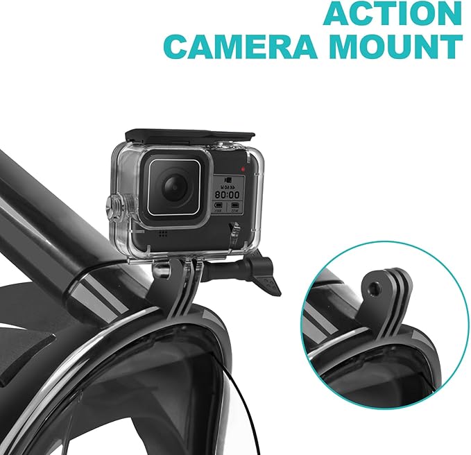 Full Face Snorkel Mask Adults with Dry Top System, Detachable Camera Mount, 180 Panoramic Anti-Fog Anti-Leak Diving Mask for Adult and Kids