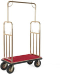 Generic Hotel Luggage Cart 39Lx19Wx68H Inch Luggage Service Trolley Holds 881lbs 8-inch Silent Rubber Casters Carpet Deck Bumper Rails Gold Finished Hotel Cart for Hospitality Industry