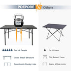 Large Folding Camping Table Aluminum for 5-7 People 55"X27.5" Roll Up Tall Outdoor Portable Table Lightweight with Carry Bag for Picnic BBQ Backyard Beach Black