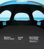 NXONE Beach Tent Sun Shade Shelter for 3/4/6 Person Person with UV Protection, Extended Floor, 3 Mesh Roll Up Windows & 8.0/8.5mm Fiberglass Rods丨Carry Bag Included