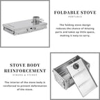 FIREHIKING Titanium Stove Portable Folding Tent Ta1 Stove Slide Mini for Camping Backpacking Hunting Cooking 3.4lb