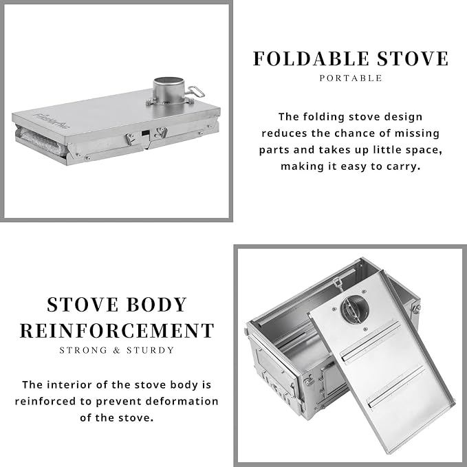FIREHIKING Titanium Stove Portable Folding Tent Ta1 Stove Slide Mini for Camping Backpacking Hunting Cooking 3.4lb