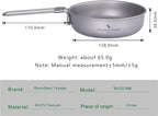 Boundless Voyage Ultra-light Titanium Frying Pan with Folding Handle Outdoor Camping Skillet Griddle Tableware Titanium Pan Ti15170B