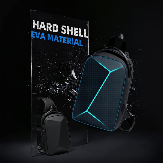 FENRUIEN Anti-Theft Crossbody Sling Backpack Bag for Men Hard Shell with USB, Shoulder Pack Lock Waterproof 10.2 inch Single Strap for Travel Hiking