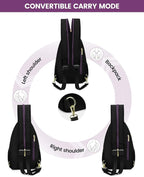 LOVEVOOK Sling Bag for Women, Sling Backpack Crossbody Bag Convertible, Small Diaper Bag Hiking Daypacks Water-resistant, Travel Shoulder Bag Chest Bag, Black Blue Purple