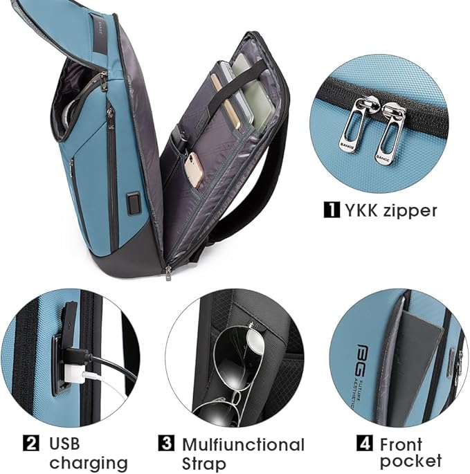 BANGE Business Smart Backpack Waterproof fit 15.6 Inch Laptop Backpack with USB Charging Port,Travel Durable Backpack