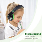 rockpapa Comfort Kids Headphones for School, Lightweight Foldable Portable Childs Boys Girls Teens Headphones Wired 3.5mm with 4.9ft Cord for Travel Airplane Tablet Phone Laptop Black/Green+White/Blue