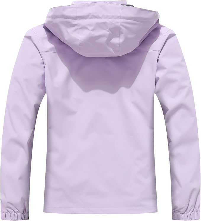 MOERDENG Women's Waterproof Rain Jacket Lightweight Raincoat Hooded Hiking Jacket Softshell Windbreaker