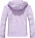 MOERDENG Women's Waterproof Rain Jacket Lightweight Raincoat Hooded Hiking Jacket Softshell Windbreaker