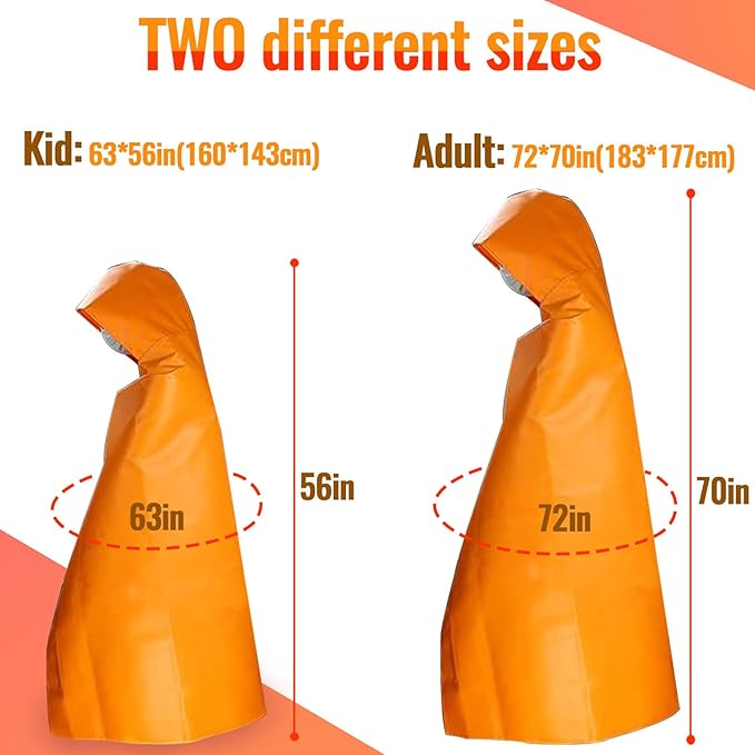 MDH Upgrade Fireproof Emergency Escape Cape -Fireproof Cloak Fiberglass & Silicone Coated Cloth - Flame Retardant Blanket for Household, Office Home- CE-Certified Fire Safety Gear (Adult: 71*67inches)