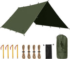 FREE SOLDIER Camping Tarp Waterproof Portable Multifunctional Outdoor Camping Traveling Awning Backpacking Shelter Rain Tarp (Dark Green 10×13ft)