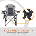 KingCamp Oversized Camping Folding Chair with Lumbar Support, Heavy Duty Ergonomic Padded Arm Chair with Cooler Bag, Cup Holder, Portable for Outdoor