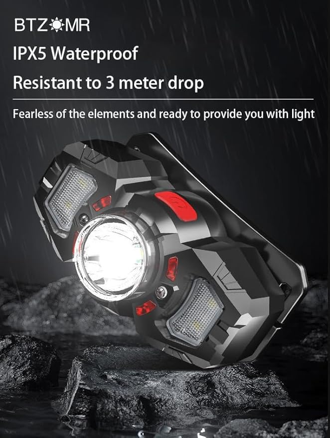 2 Headlamps, White&Red LED Headlamp, 70° Up&Down Adjustable, 4 Clips, Motion Switch, 800 Lumens, 500 Feet Distance and 10 Hours Running Time MAX, IPX5 Waterproof, for Camping, Hiking, Fishing