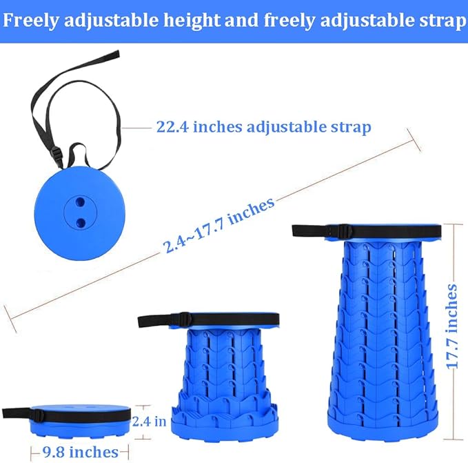 Fishboy Upgraded Collapsible Stool, 400lbs Max Weight, Lightweight But Sturdy, Portable Retractable Folding Telescoping Foldable Camping Stool for Adults Outdoor Fishing Hiking Gardening Travel BBQ