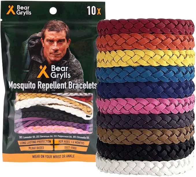 Mosquito Repellent Bracelets | Crafted for Adventure | Adjustable Leather | DEET-Free | Long-Lasting Protection | Pack of 10