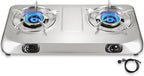 Propane Stove 2 Burner Gas Stove Top, 27200 BTU High-Efficiency LPG Metal Cooktop With Auto Ignition, CSA Regulator and Hose, Perfect for Outdoor Kitchen, Camping, RV & Emergency Cooking
