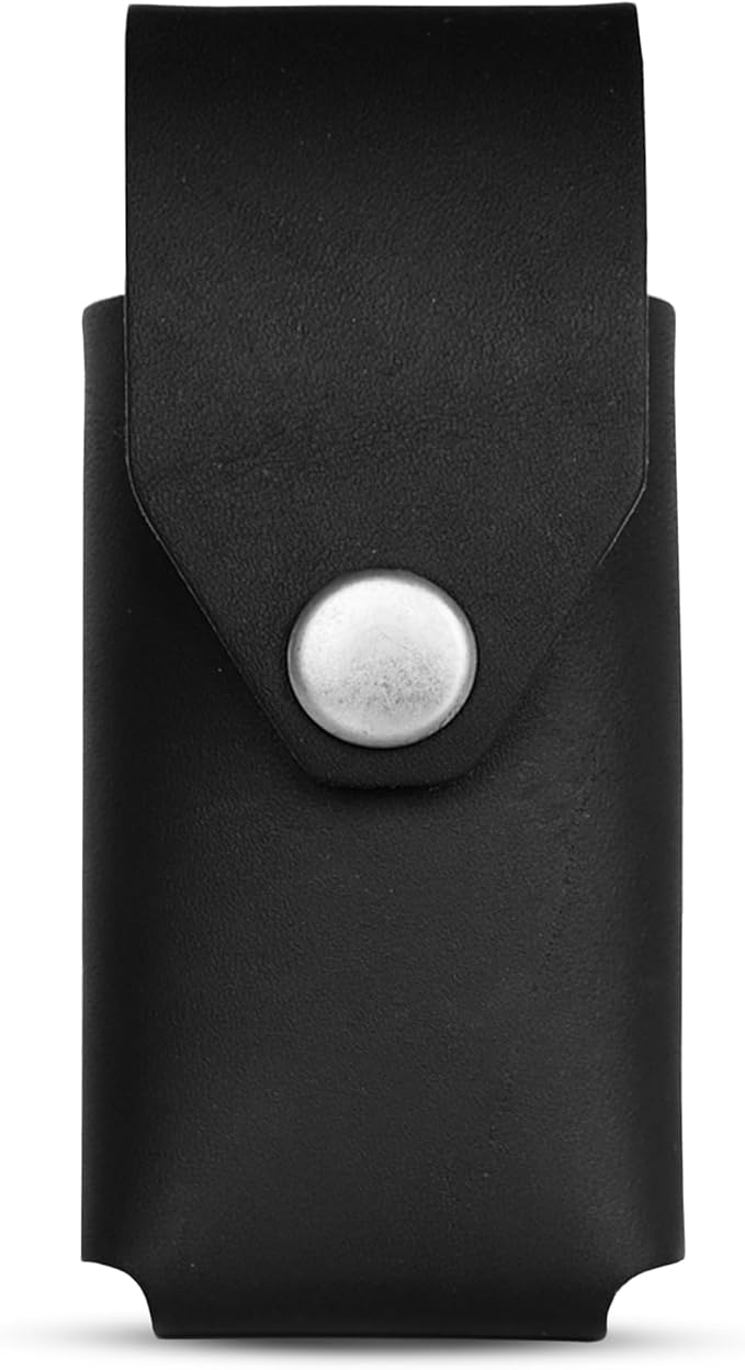 Leather Multitool Sheath Compatible with Leatherman Wave and Wave Plus, Ultra Durable Full Grain Leather Tool Holder, Multi Tool Holster for Belt, Solid Brass Rivets - Belt Accessories for Men - Black