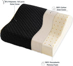 Memory Foam Travel Pillow with Washable Cover & Carry Bag – Compact, Soft & Breathable Neck Pillow for Airplane, Camping & Car (Black- Without Spare Cover, 13.8x11.8x3.9/3.1 inches)