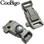 10Pack 5/8" Compass Whistle Buckle Plastic Paracord Bracelet Outdoor Camping Emergency Survival Travel Kits (OD Green)