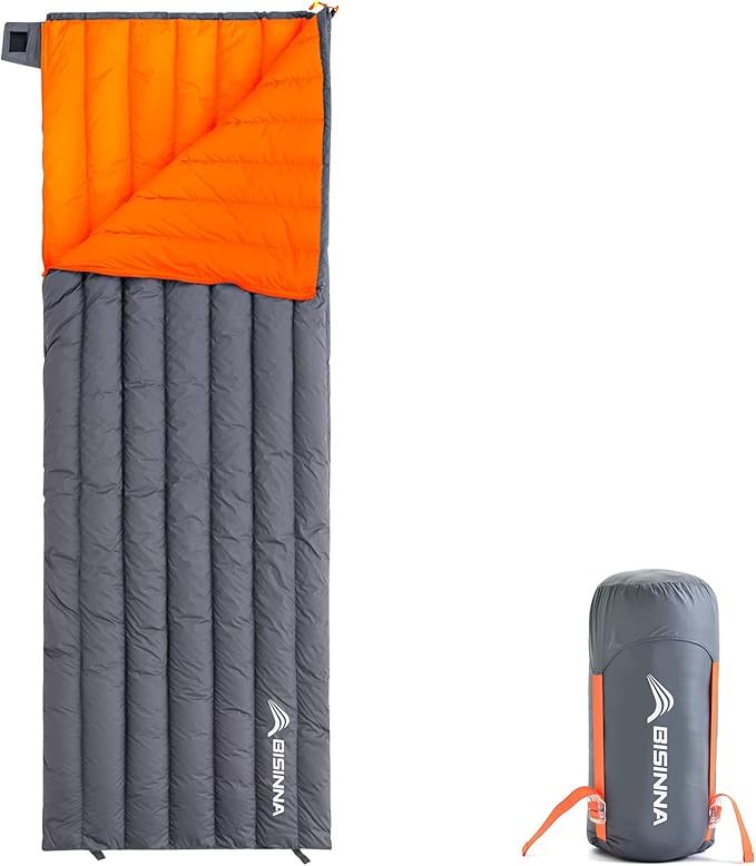 BISINNA 1.72lbs Ultralight Backpacking 650 Fill Power 32-50F Down Sleeping Bag for Adults and Kids - Ultra Lightweight and Compact Backpack Envelope Sleeping Bag for Hiking Camping