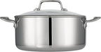 Tramontina Tri-Ply Clad Stainless Steel 5-Quart Dutch Oven Pot with Glass Lid, Induction-Ready, Dishwasher-Safe, NSF-Certified, Made in Brazil