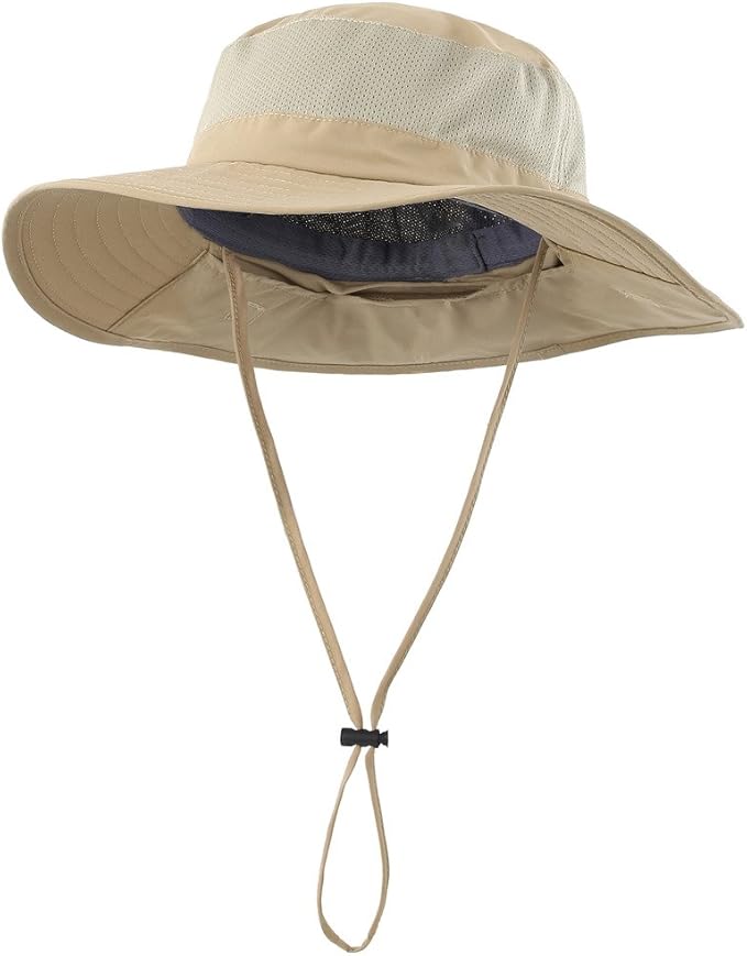 Home Prefer Outdoor UPF50+ Mesh Sun Hat Wide Brim Fishing Hat with Neck Flap Sun Hat for Men Women
