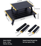 iClimb Ultralight Compact Mini Beach Picnic Folding Alu. Table with Carry Bag, Two Size (Black - L)