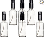 YIZHAO Clear Glass Spray Bottles 2oz, with Small Fine Mist Spray, Metal Cap, Refillable for Essential Oil,Travel,Cleaning,Perfume,Aromatherapy,Makeup – 6 Pcs