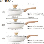 Ceramic Nonstick Frying Pan Skillet Set with Lid, 3 Piece Ceramic Pans for Cooking Non Toxic, Healthy Induction Cookware, Stay-Cool Handle, PFOA & PFAS Free (8 Inch, 9.5 Inch, 11 Inch)
