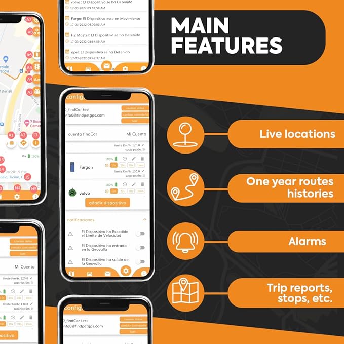 findCar-OBD-4G - GPS Tracker for Vehicles: Car, Motorcycle and Truck with Built-in SIM, Plug-and-Play Connection, Vehicle Tracking with App, Anti-Theft, Speed Alert. Low-Cost Subscription Plans