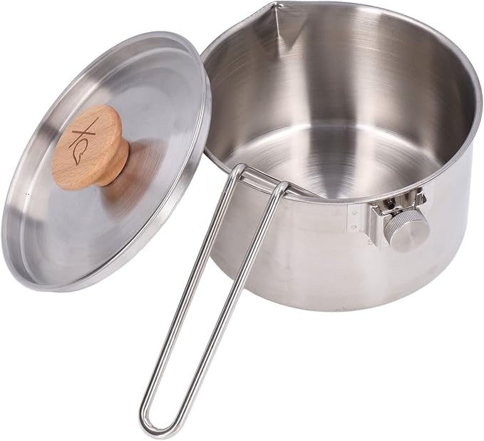 TOPINCN 1000ml Camping Pot, Stainless Steel Portable Outdoor Tea Coffee Pot Portable Cooking Pot with Detachable Handle for Outdoor Picnic Hiking