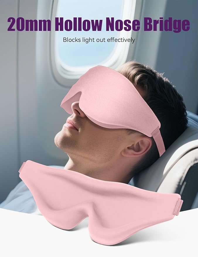 Sleep Eye Mask for Men Women, EVA BELLE Light Blocking Sleeping Mask for Side Sleeper, 3D Contoured Cup Night Blindfold, Lash Extensions 3D Sleeping Mask with Adjustable Strap for Travel, Night & Nap