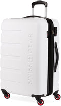 SwissGear 7366 Signature Hardside Expandable Luggage with Spinner Wheels, TSA Lock, White, Checked-Medium 23-Inch