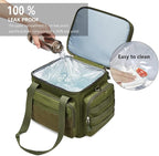 Large Tactical Lunch Box for Men, Insulated Lunch Bag Adult, Thermal Lunchbox Leakproof Waterproof Cooler Bag, Dual Compartment Lunch tote, Large Lunch Pail for Office Camping (Green)24L