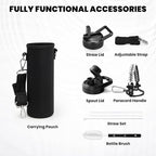 Insulated Water Bottle 20 oz, Triple Wall Vacuum Stainless Steel (Cold for 48 Hrs), Leak Proof & Non-BPA, Kids Water Bottle Jug for School with Straw Spout Lids, Ombre: White/Black