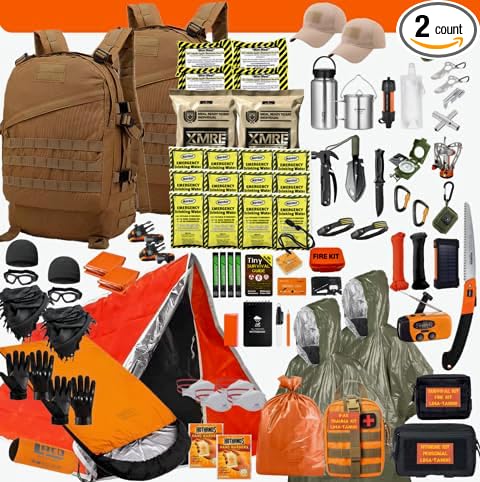 72 Hour Survival Kit - 228 Pieces Survival Gear and Supplies - 45L Go Bag Emergency Backpack, First Aid, Water Filter, Tools, Tent, Camping Essentials, Emergency Preparedness - The Alpha
