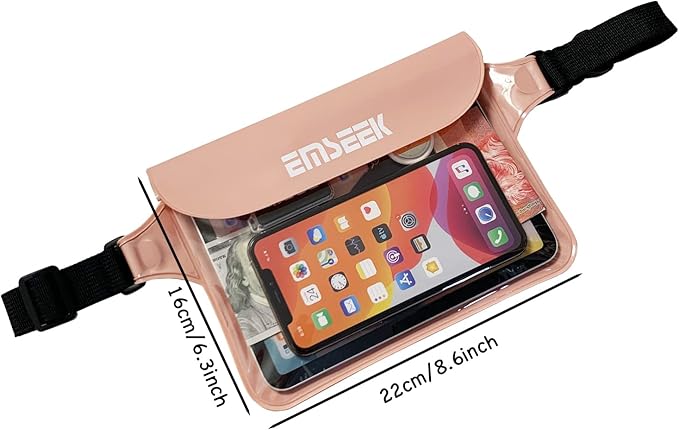 Waterproof Waist Pouch Dry Belt Bag Fanny Pack Keep Your Key Fob Wallet Kindle Phone Dry Perfect For Swim Surf Snorkel(Pink)