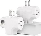 3 Outlet Wall Adapter T-Shaped, UL Listed 3 Prong Grounded Plug Extender,125V 1875W - Heavy Duty Multi Outlet Wall Plug,Power Outlet Splitter (3 Pack)