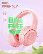 Kids Headphones with Microphone Foldable Stereo Tangle-Free 3.5mm Jack Wired Cord On-Ear Headset for Children/Teens/Boys/Girls/Smartphones/School/Kindle/Airplane Travel/Plane/Tablet (Pink)