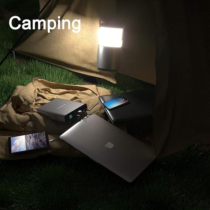 Krisdonia Portable Laptop Charger 64000mAh 100W PD Power Bank - 1x USB-C (Input 60W Output 100W)- 2X DC (Up to 24V)- 2X QC3.0 USB-A (18W) Compatible with USB-C Laptop, MacBook Pro, Dell XPS and More