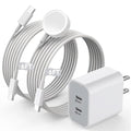 Super Fast Charger for Apple Watch & iPhone, 40W Dual USB C Port Fast Charger Adapter with 6 FT Long Apple iWatch Cable, 6 FT USB C to C Cord Compatible with Apple Watch Series 9/8/7/SE/6/5, iPhone 15