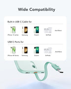 VEEKTOMX Slim Portable Charger, 5000mAh Lightweight Power Bank with Wired USB C Cable, Ultra Thin Battery Pack Compatible with iPhone 15/Plus/Pro/Pro Max/Samsung/Android(Non-Wireless Charging), Blue