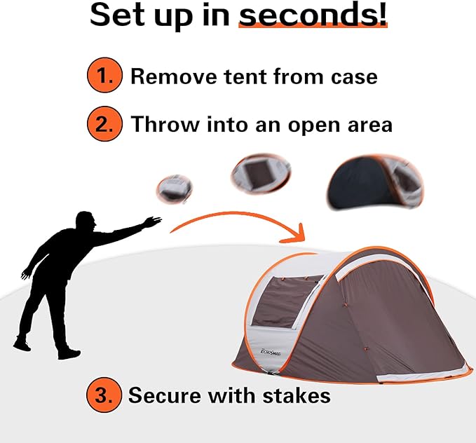 EchoSmile Instant Pop Up Camping Tent, 2/4/6 Person, Easy Setup Tent, Water Resistant Dome, Portable with Carry Bag