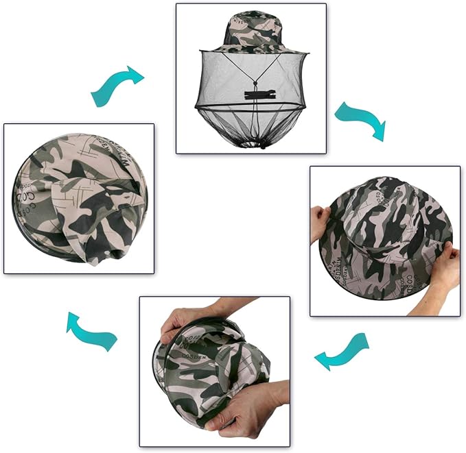 CozyCabin Mosquito Head Net Hat with Removable Mesh Hidden Netting, Design for Outdoor Fishing Gardening
