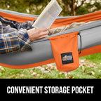GORILLA GRIP Durable Portable Camping Hammock, Holds 500lbs with Heavy Duty Tree Straps, Comfortable Travel Swing, Camp Hammocks, Easy to Use and Install, Outdoor Essentials, Orange, 10x6.5 FT