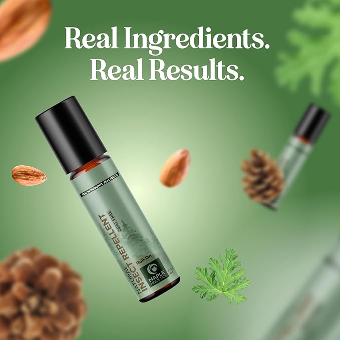 Natural Roll on Bug Repellent Stick - DEET Free Insect Repellent Stick for Kids & Adults for Ticks & Mosquitoes - Made with Citronella Rosemary & Lemongrass - Light Scent Vegan Cruelty Free (3 Pack)