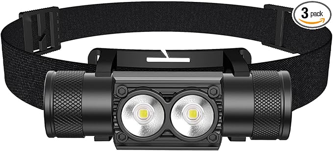 Headlamp Rechargeable, High Lumen Super Bright 180°Beam LED Head Lamp, Head Lights for Forehead, IPX6 Headlamps for Adults, 6 Modes, Fishing, Camping, Running, and Walking Dogs (H25A)